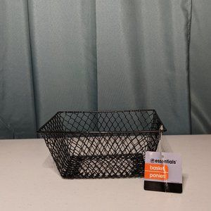 Black Rectangular Vinyl-Coated Wire Basket